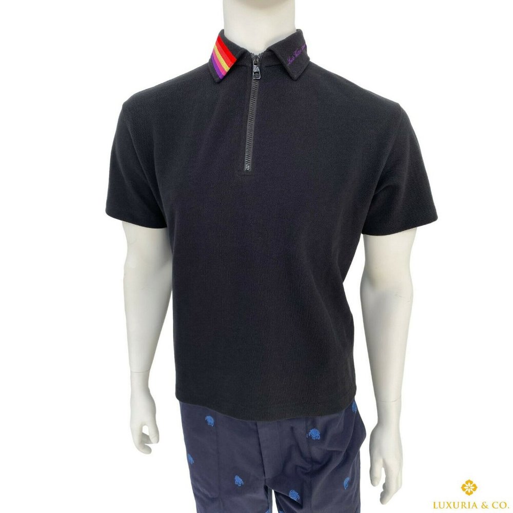 New Louis Vuitton LV Rainbow Collar Half Zip Polo